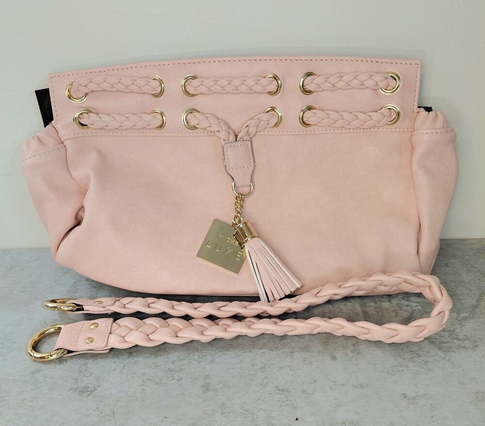 New Miche Hilton Luxe Classic Shell Pink Braided Handbag Purse Cover Strap Vegan